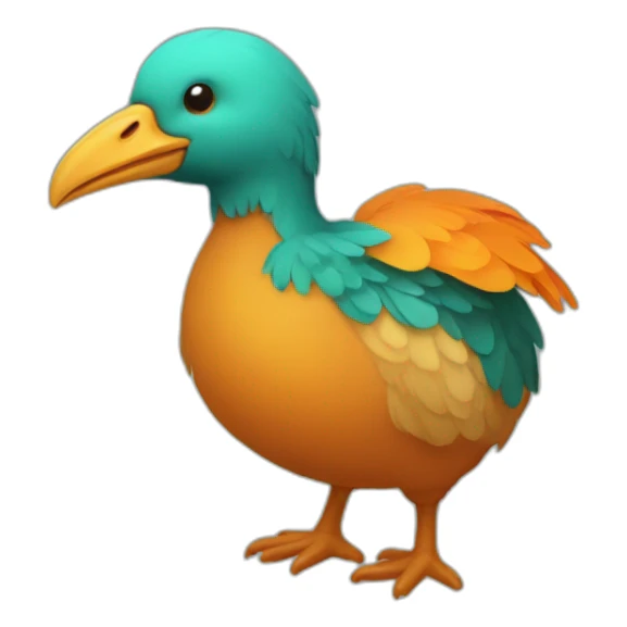 Dodo with orange beak and teal body sticker