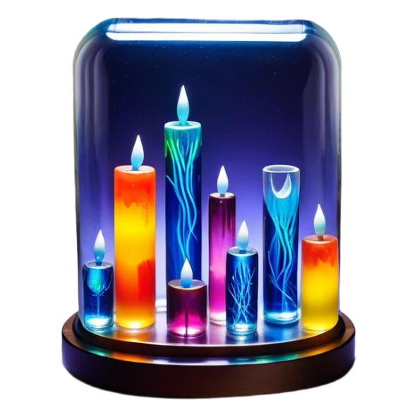 Create an icon that represents decorative arts using epoxy resin in tubes. The design should feature colorful tubes of resin, including fluorescent resin tubes, with visible drops or strokes of resin being applied to create intricate designs. Include examples of finished resin jewelry or decorative pieces, such as pendants, rings, or abstract art. The composition should feel vibrant and artistic, highlighting the creative and glowing nature of resin crafting. The background should be transparent. sticker