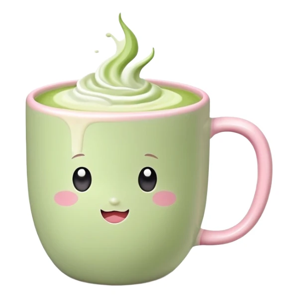 matcha latte in light pink mug  sticker