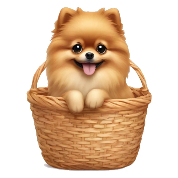 Pomeranian puppy in a basket  sticker