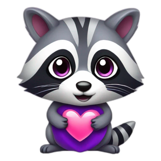 Purple raccoon with heart sticker