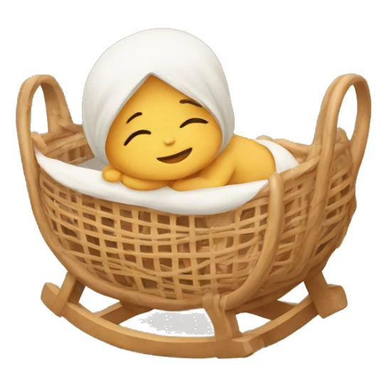 Newborn in a rattan cradle sticker