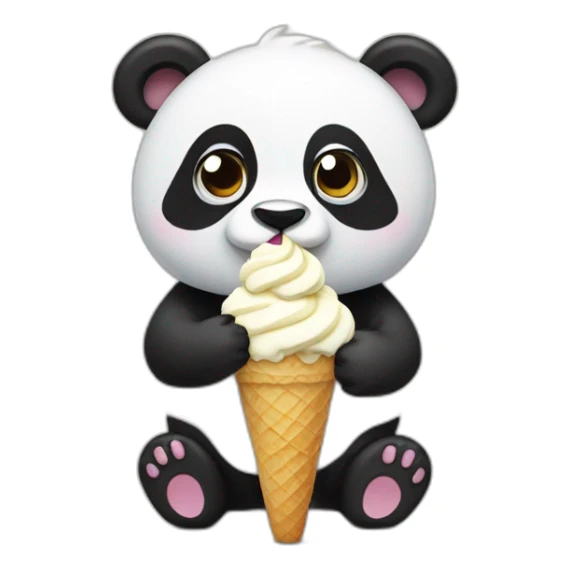 Panda eating ice cream sticker