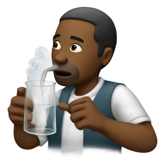 black man inhaling smoke from an empty beaker sticker