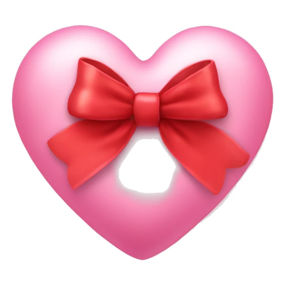 Pink heart with a red bow wrapped around it ￼ sticker