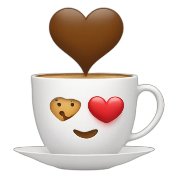 Two cups of coffee hugging with a heart sticker