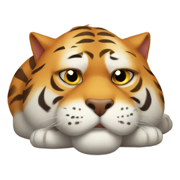 Fat  tiger like cat laying on the floor sticker