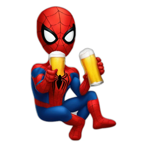 Emoji de Spiderman tomando cerveza sticker