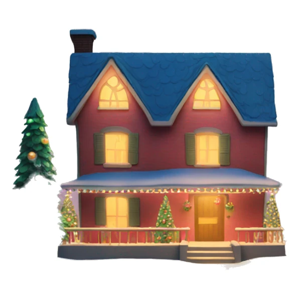 Christmas house with Christmas tree illuminated sticker