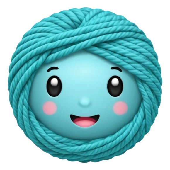 emoji de novelo de crochê na cor ciano sticker