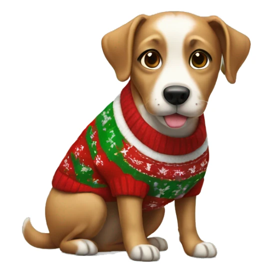 Dog wearing a Christmas sweater sticker
