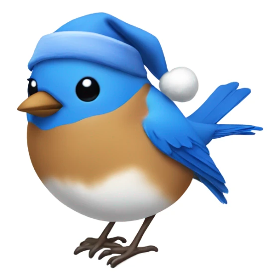 A bluebird wearing a Santa hat  sticker