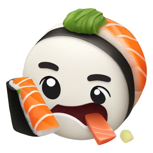 Emoji eating sushi  sticker