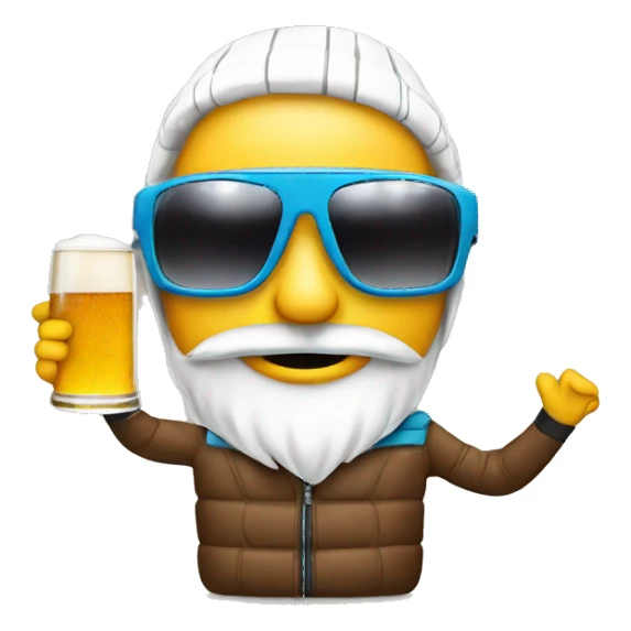 Skiing with a beer and sunglasses  sticker