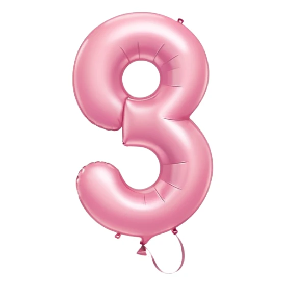 number 3 in pastel pink balloon sticker