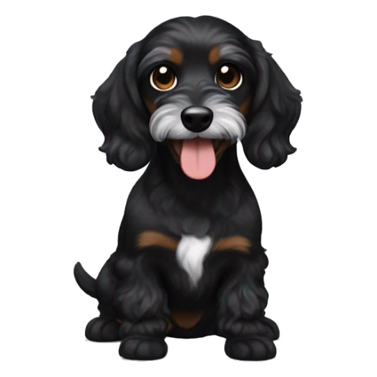 Playful black Doxiepoo with white beard sticker