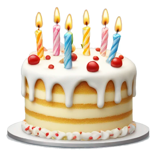 White birthday cake with candles sticker