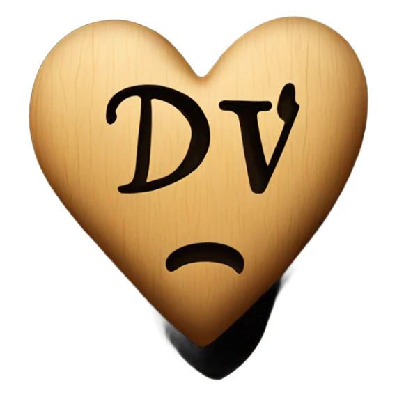 Heart carved into tree with initials D V on heart sticker