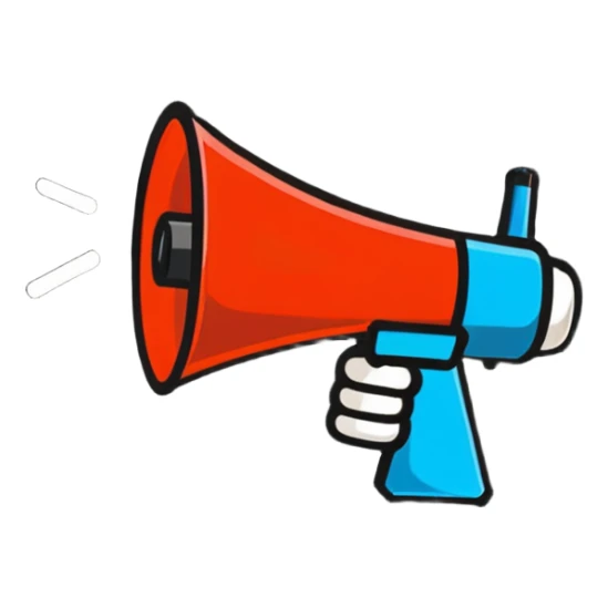 cartoon megaphone emitting sound sticker