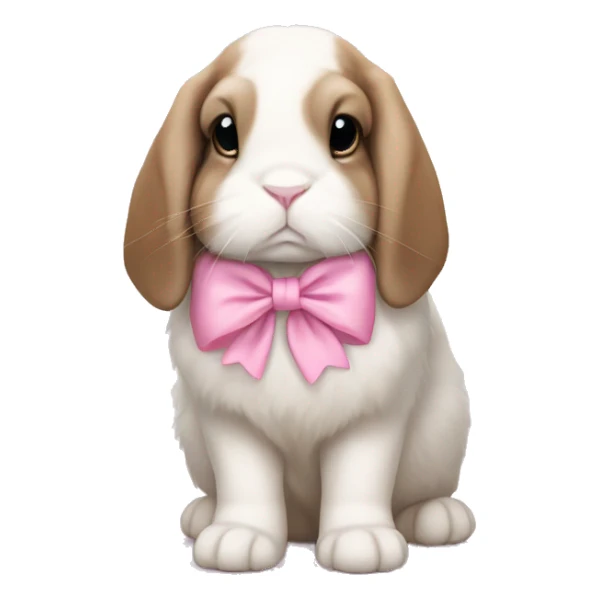 sad holland lop bunny with pink bow on ear sticker