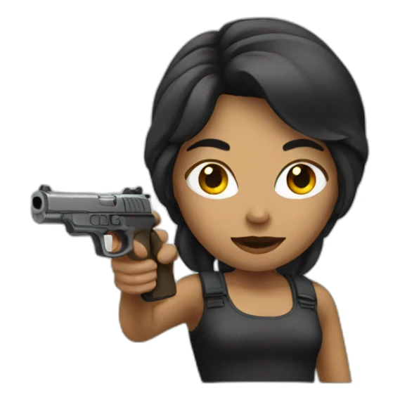 women with gun sticker