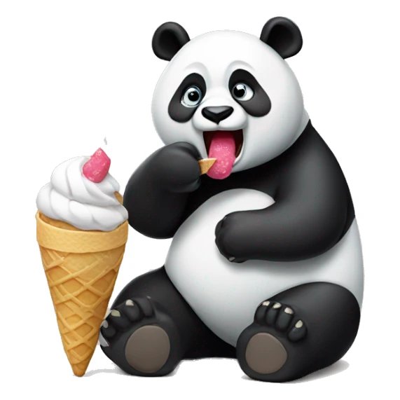 Panda eating ice cream sticker