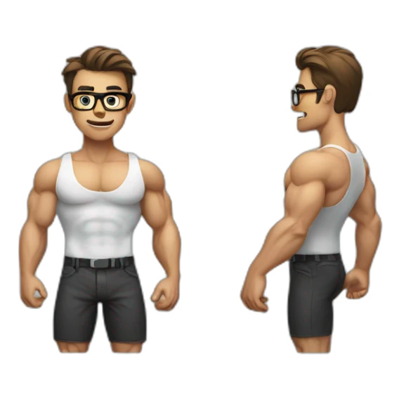 muscular nerd holding phone sticker