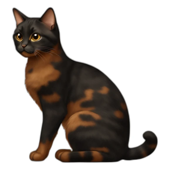A dit black and brown tortoiseshell cat without white fur sticker