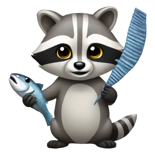 Raccoon holding fishbone sticker