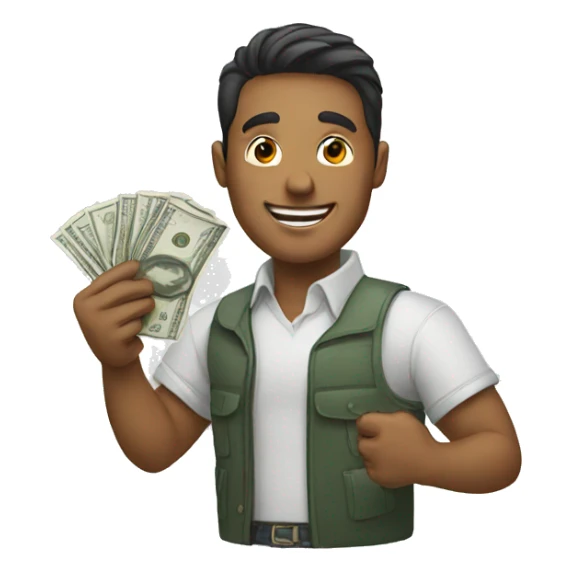 Man holding money and smiling  sticker