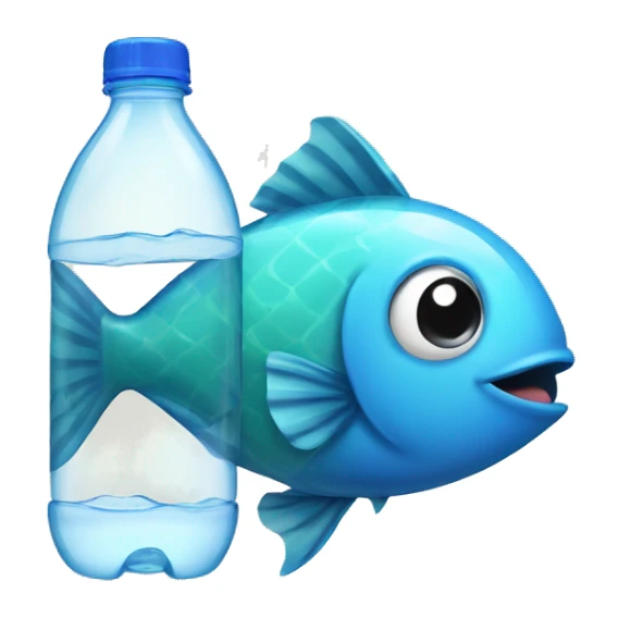 Fish with plastic water bottle in tummy sticker