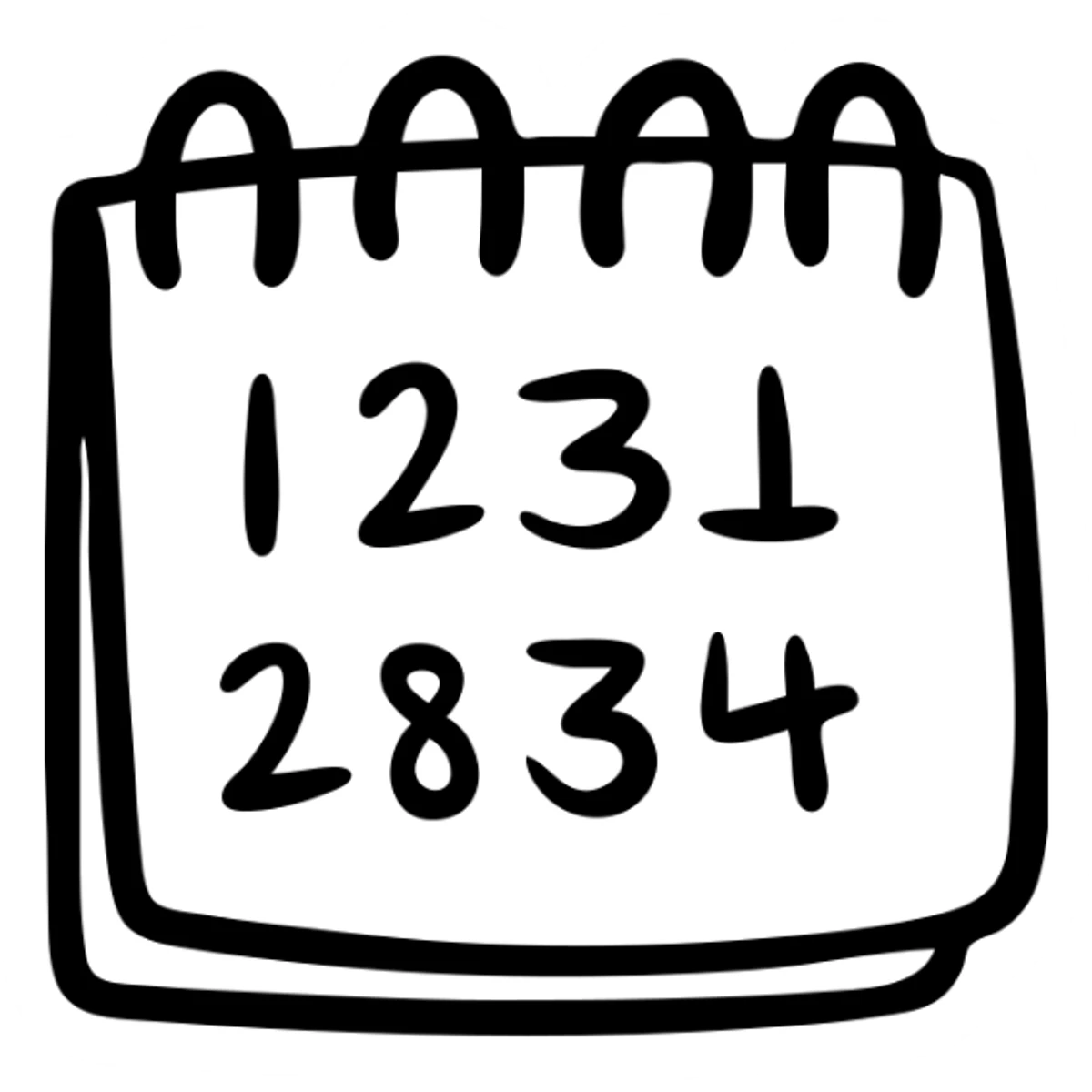 Sketchy calendar icon with date numbers sticker