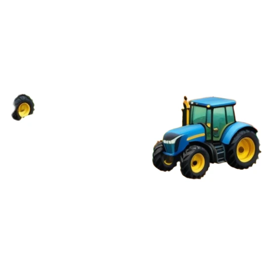 colorful rural landscape, inspired by farming simulators like Farming Simulator 22. The design shows fields, tractors, and barns, with vibrant crops and animals in the background. The peaceful farming scene symbolizes the immersive experience of managing a farm, with a transparent background sticker