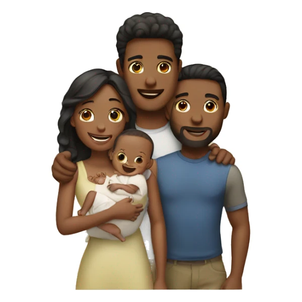 A couple with a baby sticker