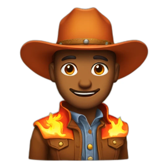 cowboy with a hat of fire sticker
