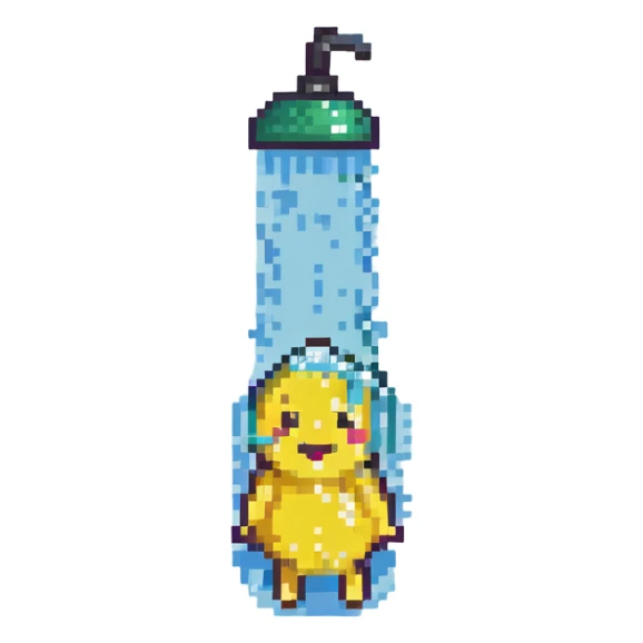 yellow emoji character taking a shower sticker