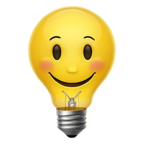 Smiley face with light bulb over head sticker