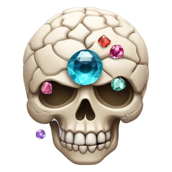 skull with a brain and gems as eyes sticker