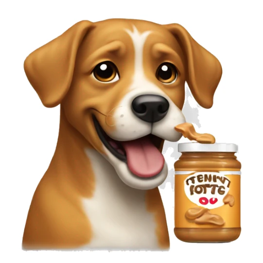 Dog licking peanut butter  sticker