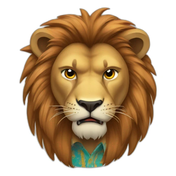 Angry Lion wearing a fitted colorful button up shirt sticker