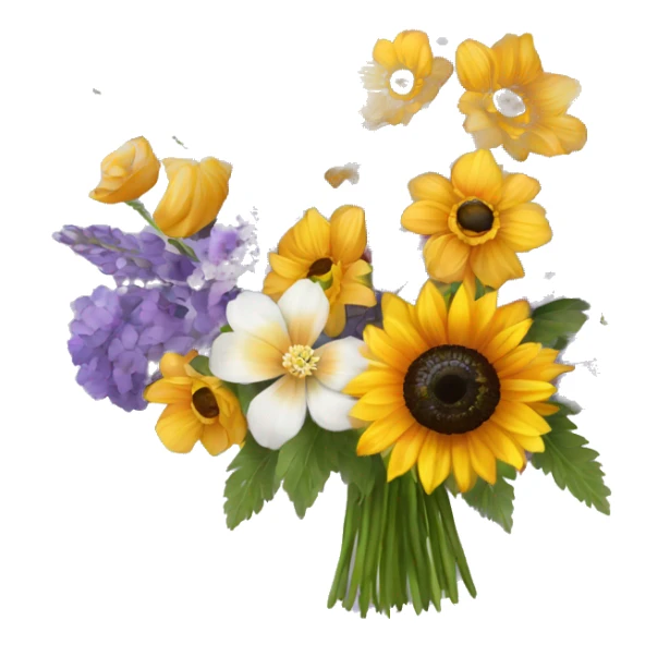Lavender iris poppy sunflower hydrangea anemone bouquet  sticker