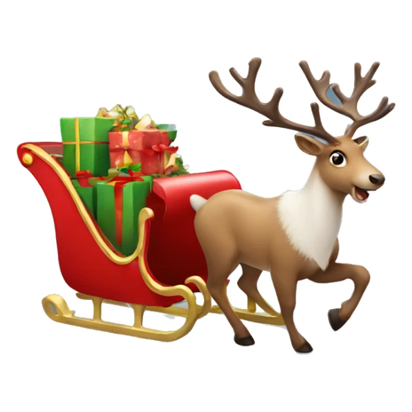 Reindeer with Christmas sleigh sticker