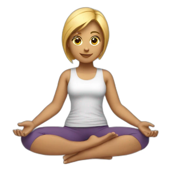 Working on a notbook with yoga clothes sticker