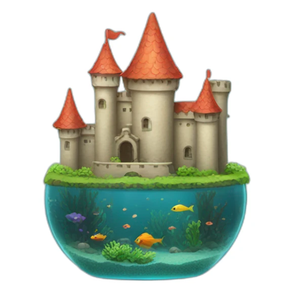 Aquarium with little castle sticker