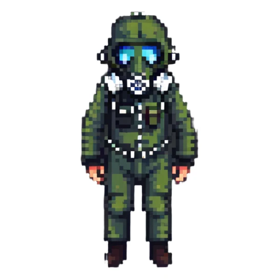 person wearing a gas mask sticker