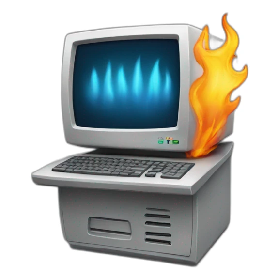 flaming computer sticker