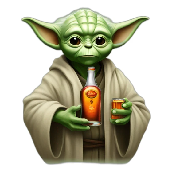 yoda holding jagermeister bottle sticker