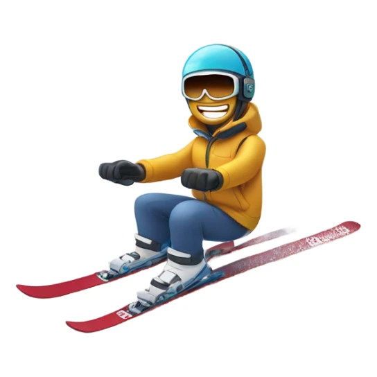 737 on snow skis going down a mountain sticker