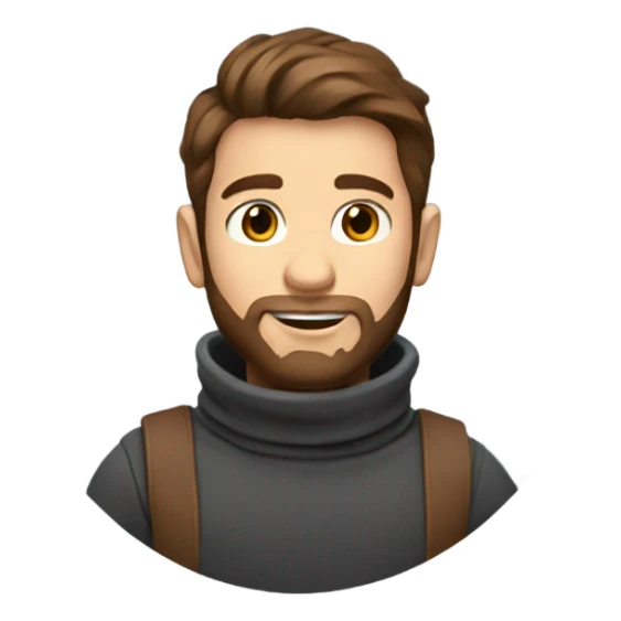 Boy developer with brown hair and beard in turtleneck sweater sticker
