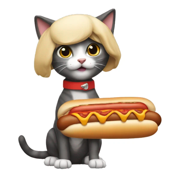 A cat wearing a hotdog costume ￼ sticker